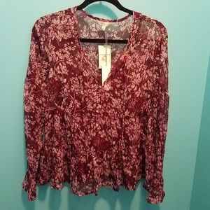 Lucky Brand Peasant Ruffle Blouse